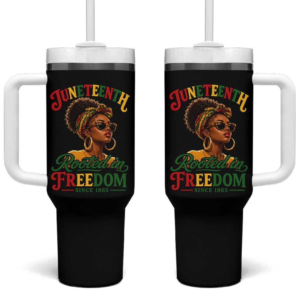 Juneteenth Rooted In Freedom Since 1865 Tumbler With Handle Black Women African American