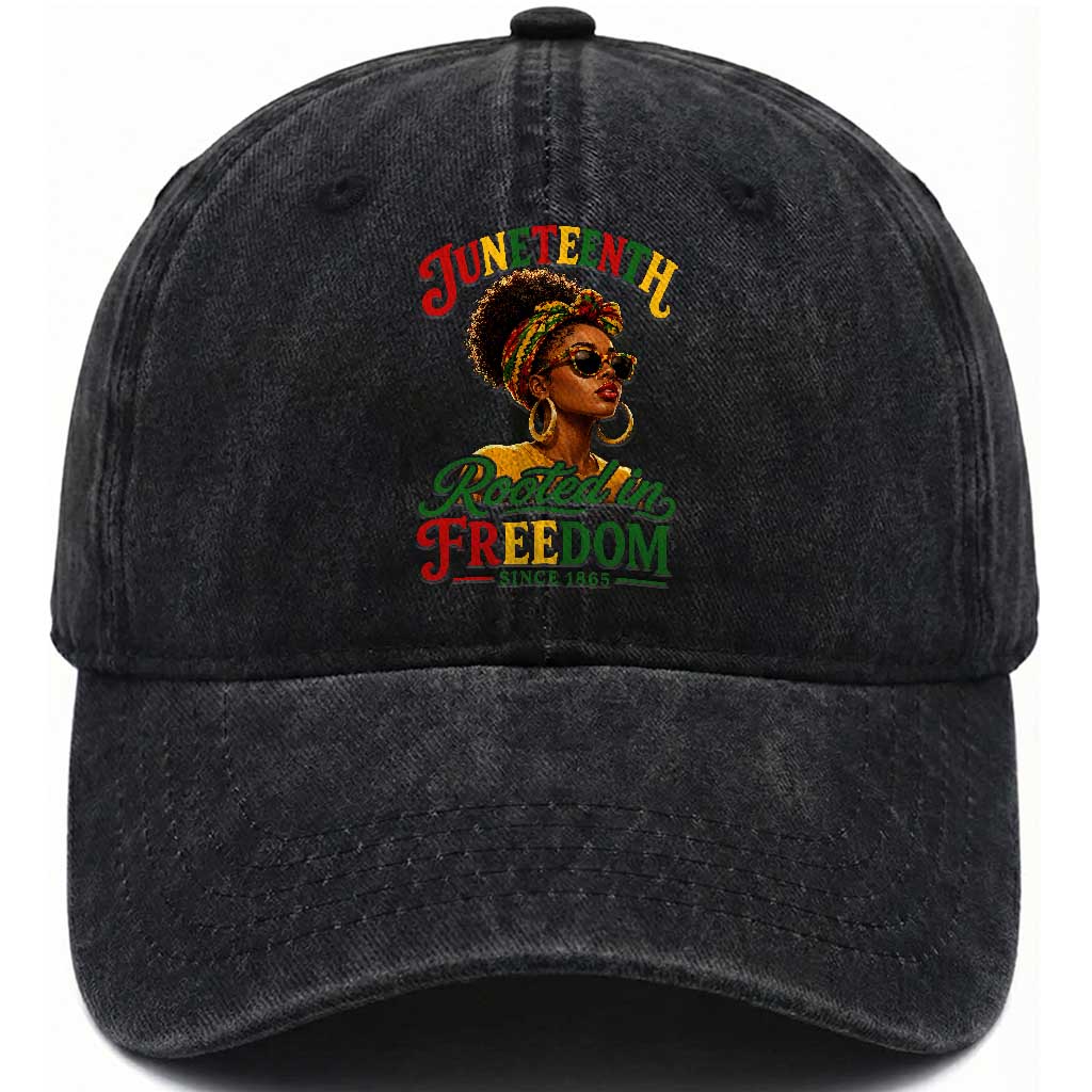Juneteenth Rooted In Freedom Since 1865 Washed Cotton Baseball Cap Black Women African American