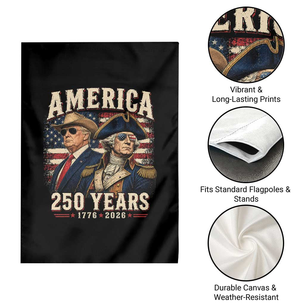 250th Anniversary USA George Washington and US Nations Leader Garden Flag America 250 Years 1776 2026