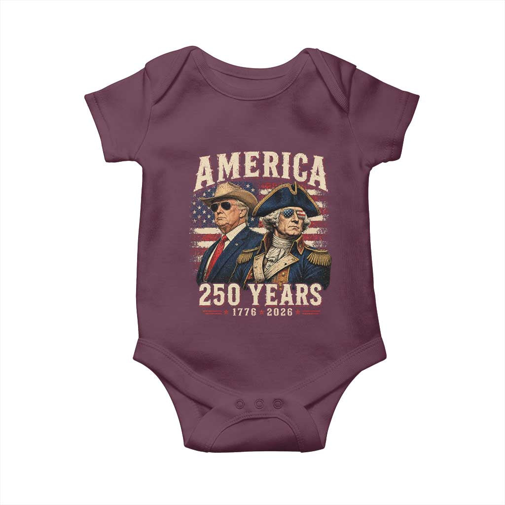 250th Anniversary USA George Washington and US Nations Leader Baby Onesie America 250 Years 1776 2026