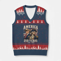 250th Anniversary USA George Washington and US Nations Leader V-Neck Knit Sweater Vest America 250 Years 1776 2026