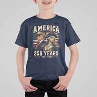 250th Anniversary USA George Washington and US Nations Leader T Shirt For Kid America 250 Years 1776 2026