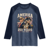 250th Anniversary USA George Washington and US Nations Leader Raglan Shirt America 250 Years 1776 2026
