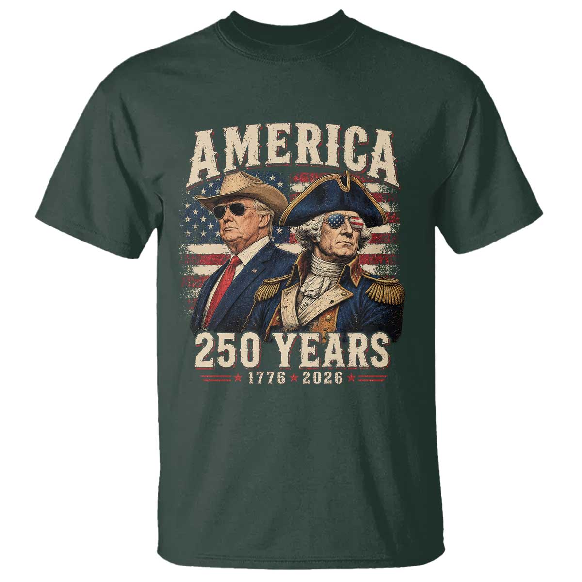 250th Anniversary USA George Washington and US Nations Leader T Shirt America 250 Years 1776 2026
