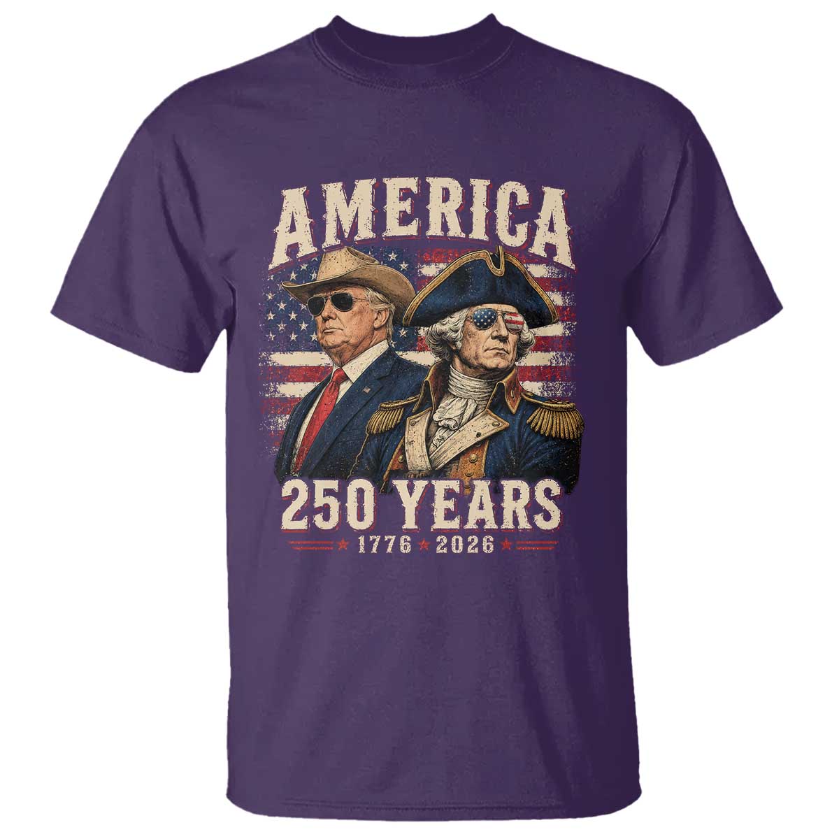 250th Anniversary USA George Washington and US Nations Leader T Shirt America 250 Years 1776 2026