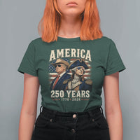 250th Anniversary USA George Washington and US Nations Leader T Shirt For Women America 250 Years 1776 2026