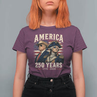 250th Anniversary USA George Washington and US Nations Leader T Shirt For Women America 250 Years 1776 2026