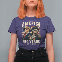 250th Anniversary USA George Washington and US Nations Leader T Shirt For Women America 250 Years 1776 2026