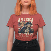 250th Anniversary USA George Washington and US Nations Leader T Shirt For Women America 250 Years 1776 2026