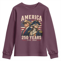 250th Anniversary USA George Washington and US Nations Leader Youth Sweatshirt America 250 Years 1776 2026