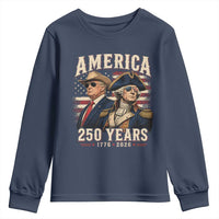250th Anniversary USA George Washington and US Nations Leader Youth Sweatshirt America 250 Years 1776 2026