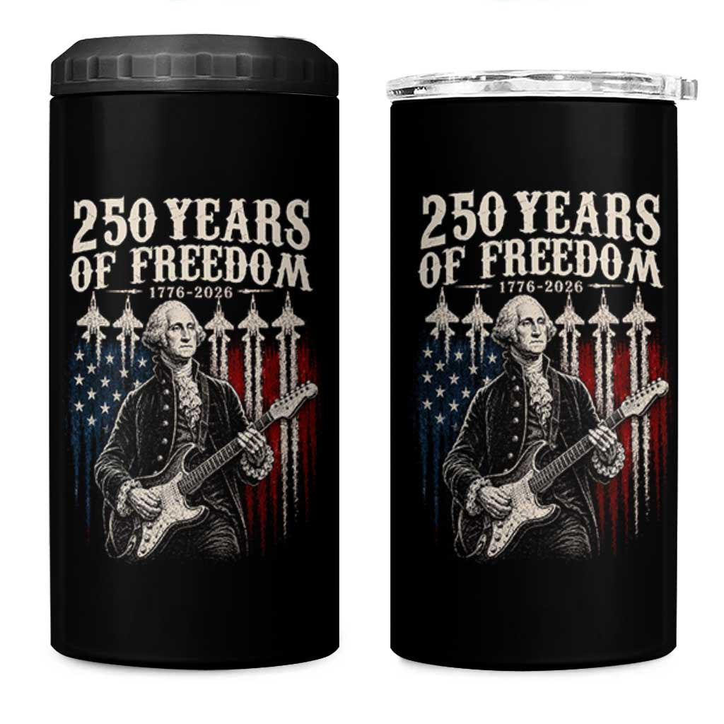 George Washington Playing Guitar 250 Years of Freedom 4 in 1 Can Cooler Tumbler