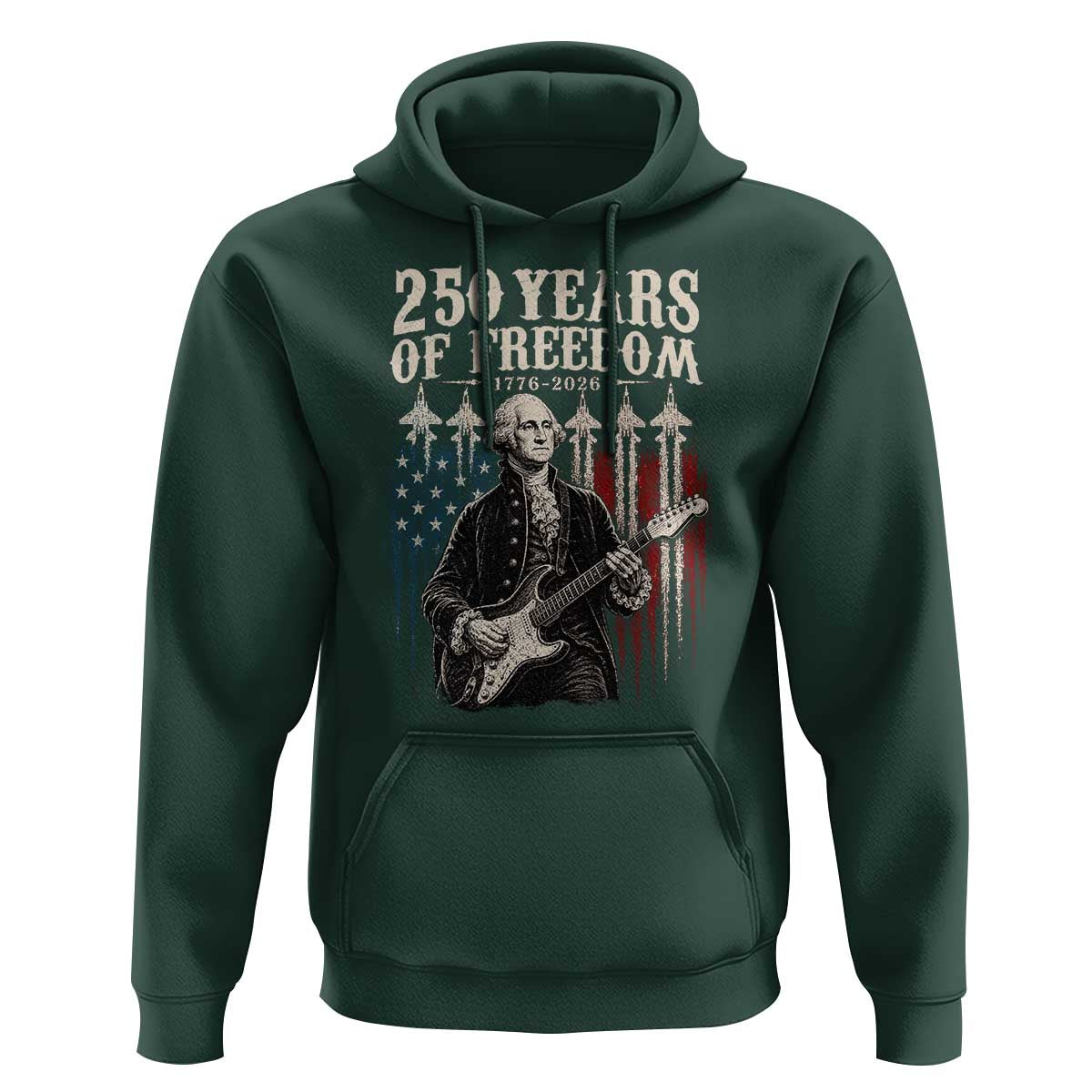 George Washington Playing Guitar 250 Years of Freedom Hoodie