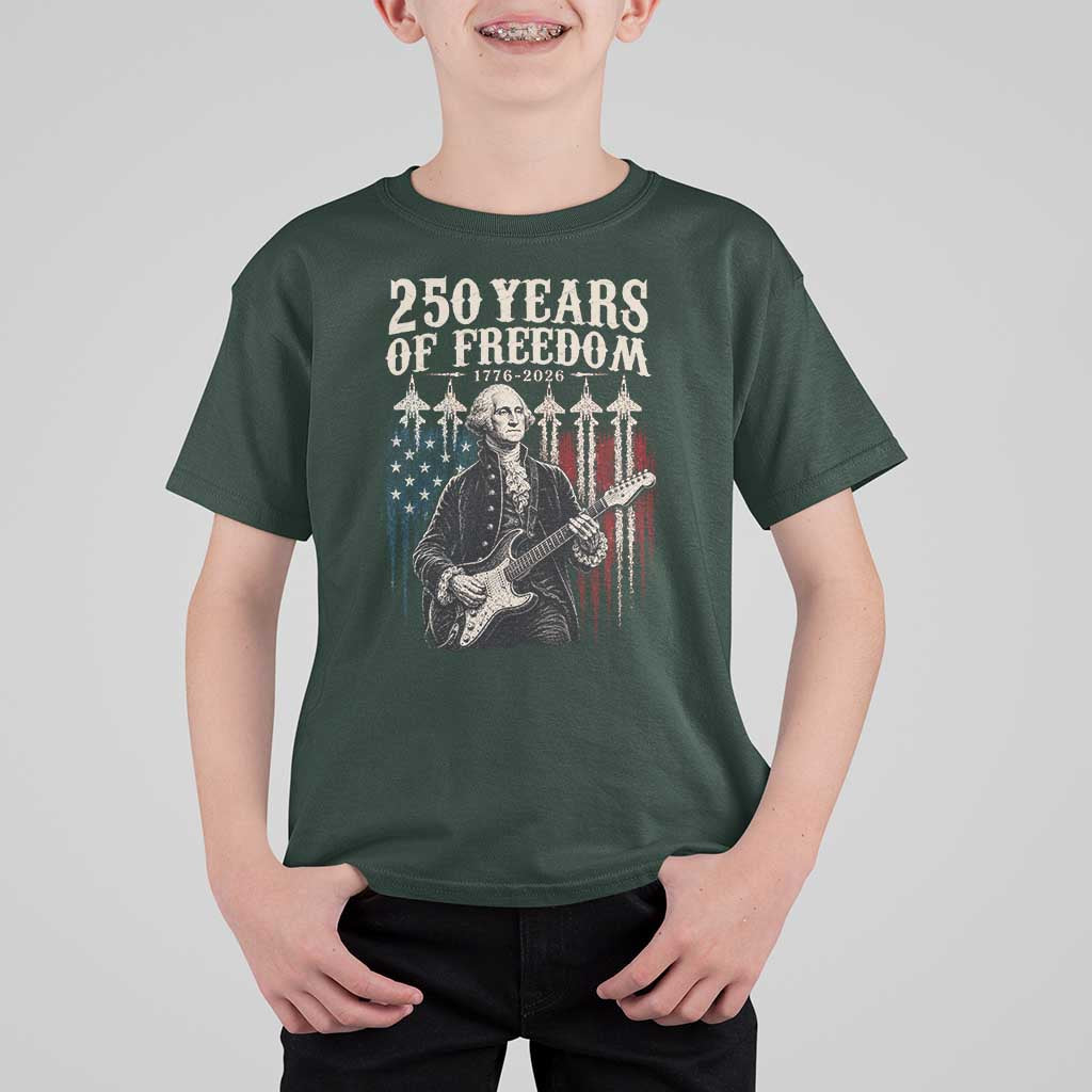George Washington Playing Guitar 250 Years of Freedom T Shirt For Kid