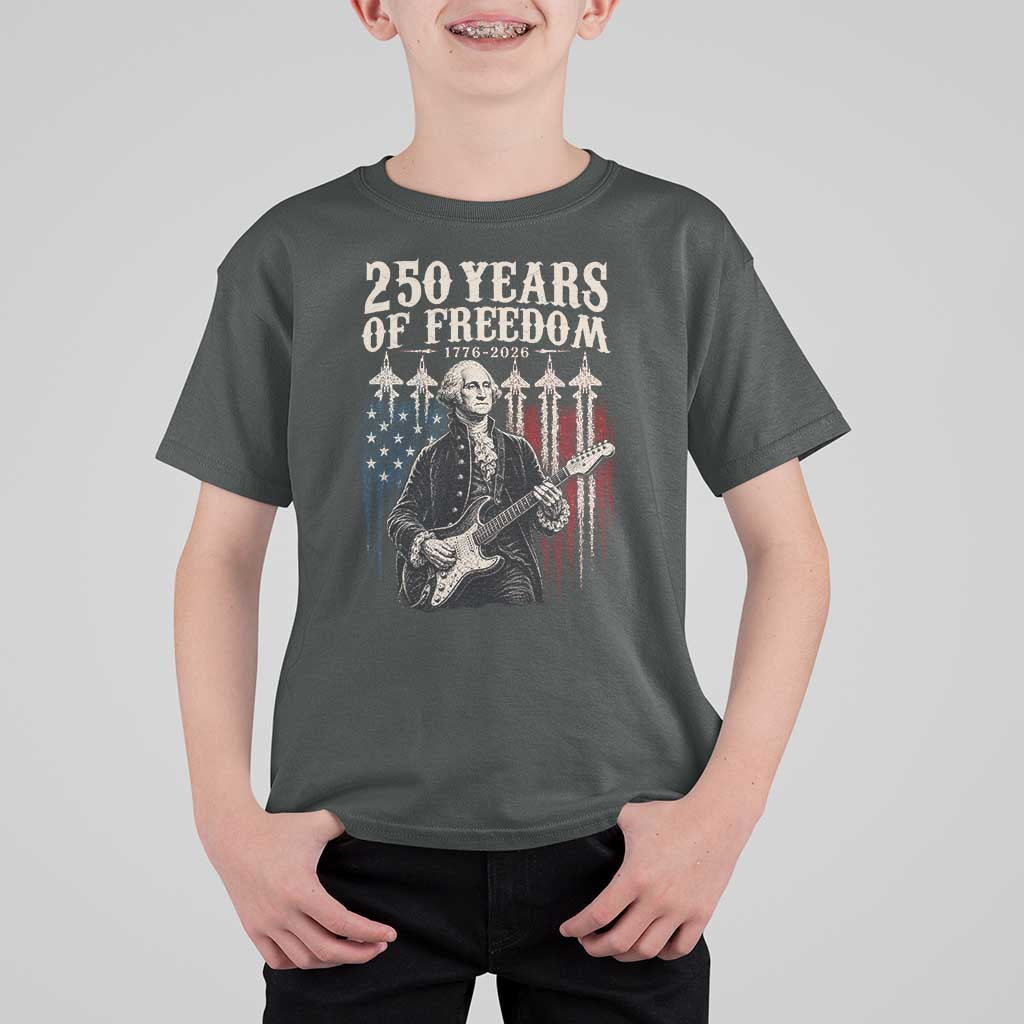 George Washington Playing Guitar 250 Years of Freedom T Shirt For Kid