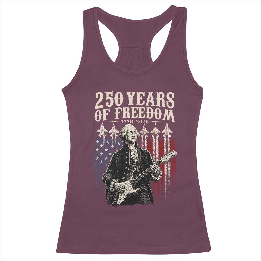 George Washington Playing Guitar 250 Years of Freedom Racerback Tank Top