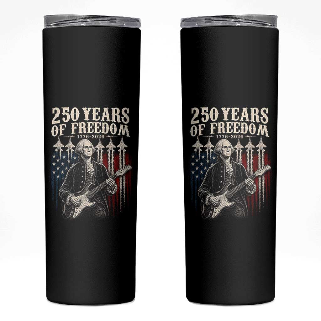 George Washington Playing Guitar 250 Years of Freedom Skinny Tumbler