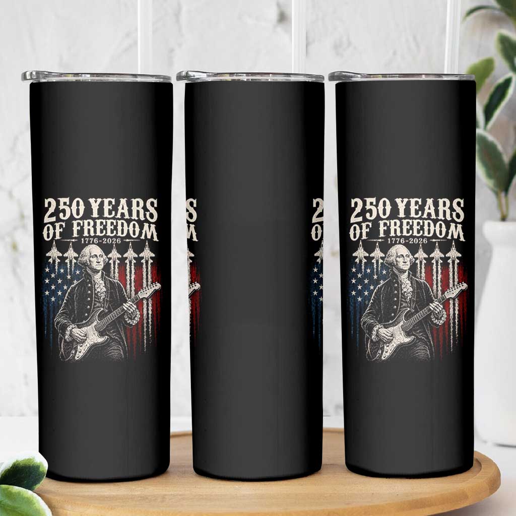 George Washington Playing Guitar 250 Years of Freedom Skinny Tumbler