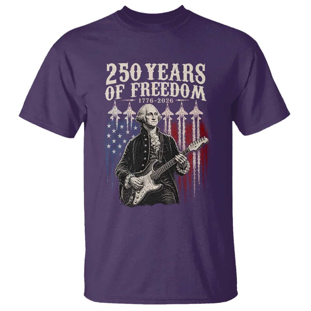 George Washington Playing Guitar 250 Years of Freedom T Shirt