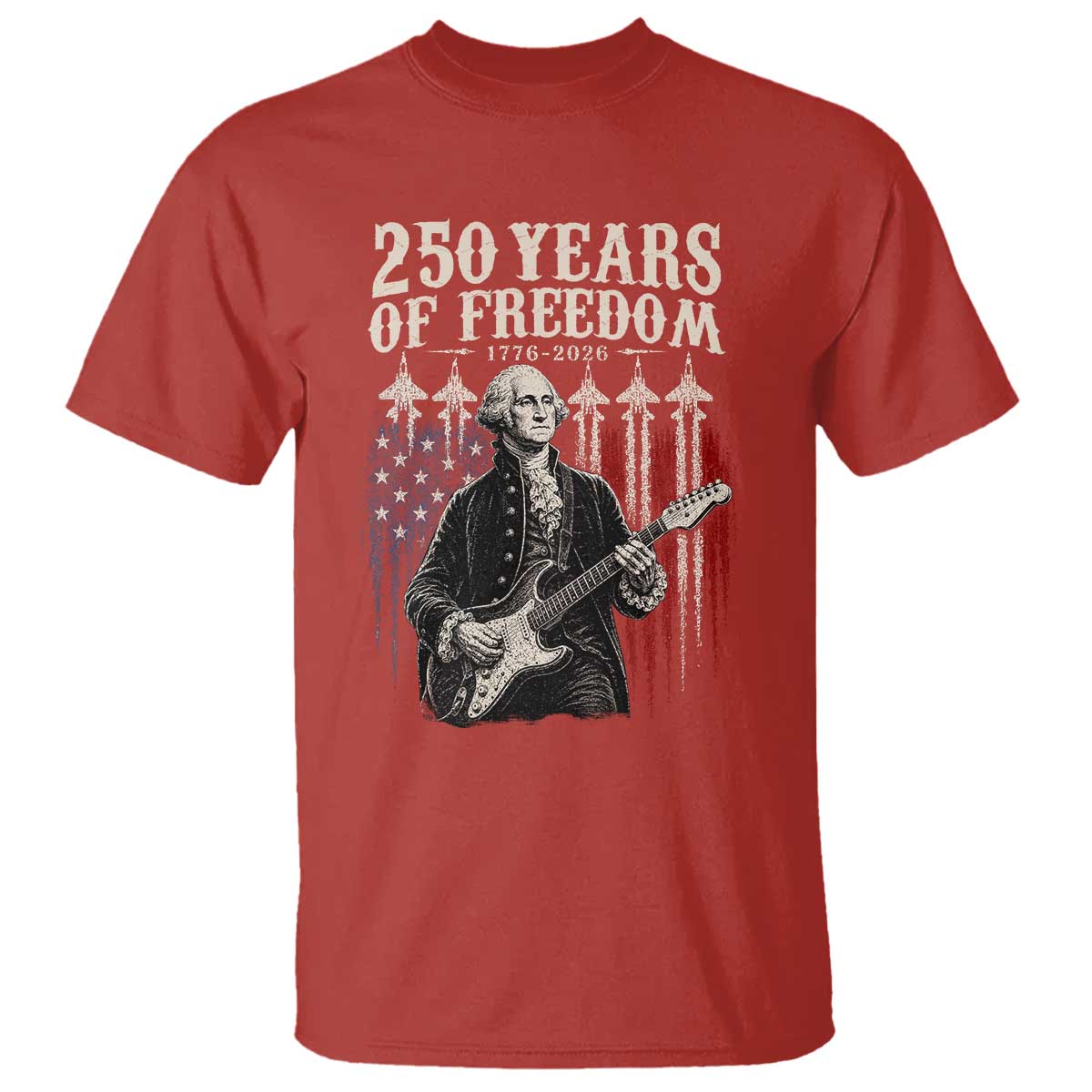 George Washington Playing Guitar 250 Years of Freedom T Shirt