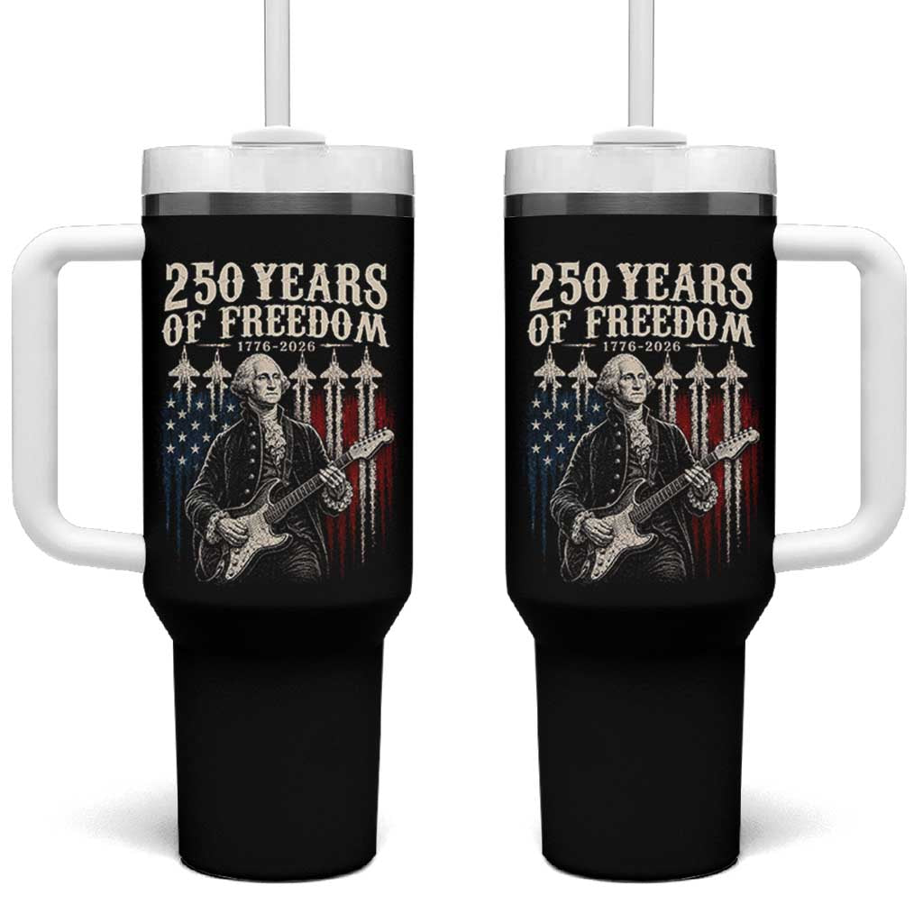 George Washington Playing Guitar 250 Years of Freedom Tumbler With Handle