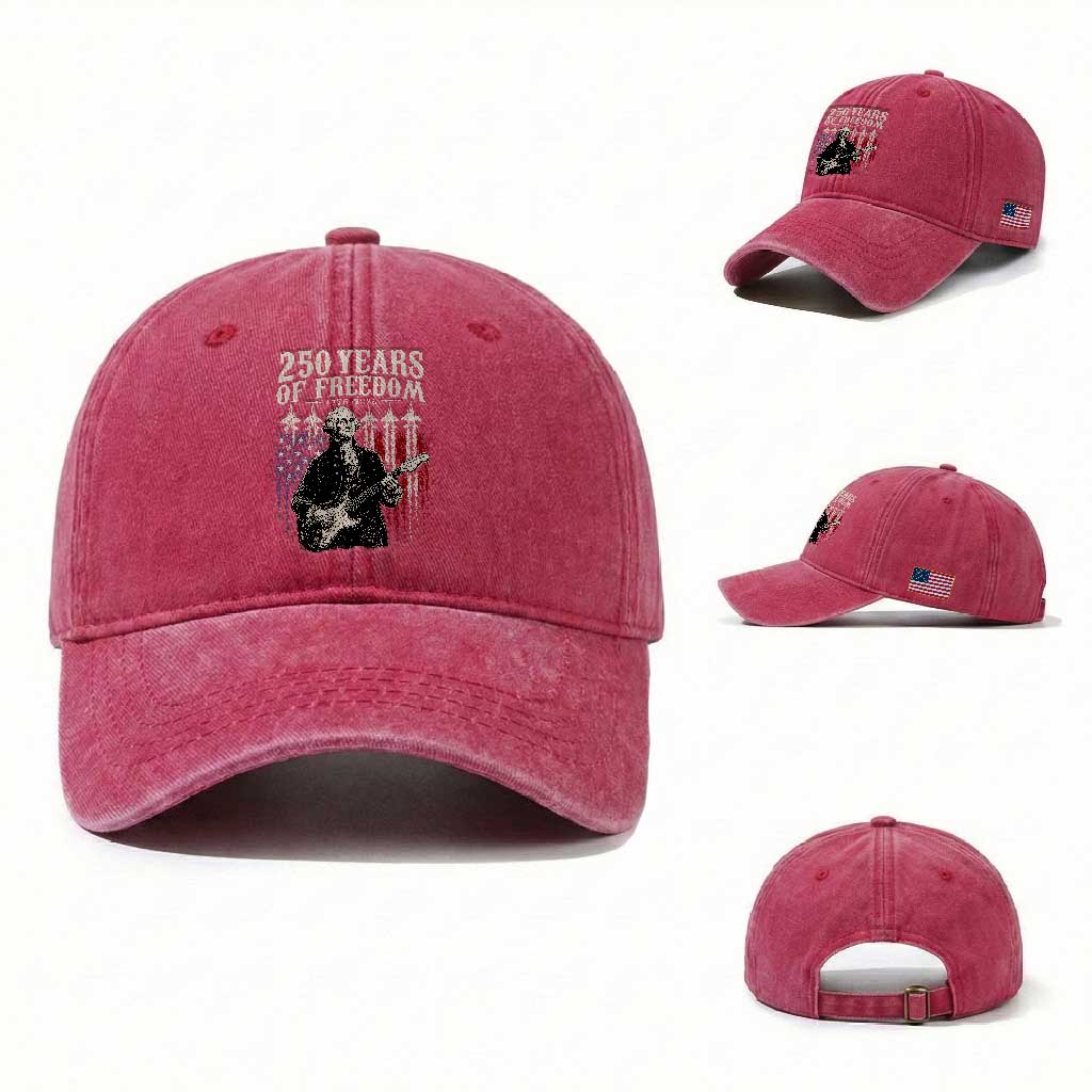 George Washington Playing Guitar 250 Years of Freedom Washed Cotton Baseball Cap