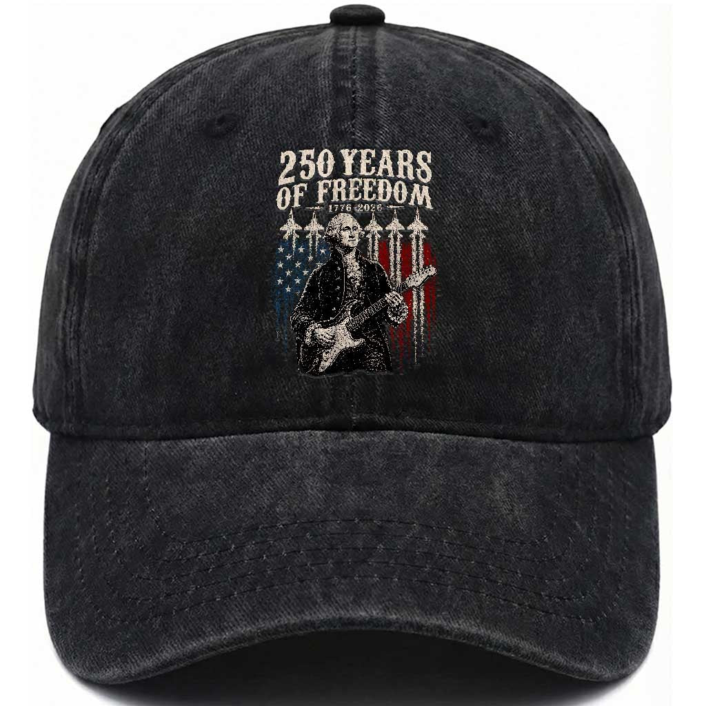 George Washington Playing Guitar 250 Years of Freedom Washed Cotton Baseball Cap