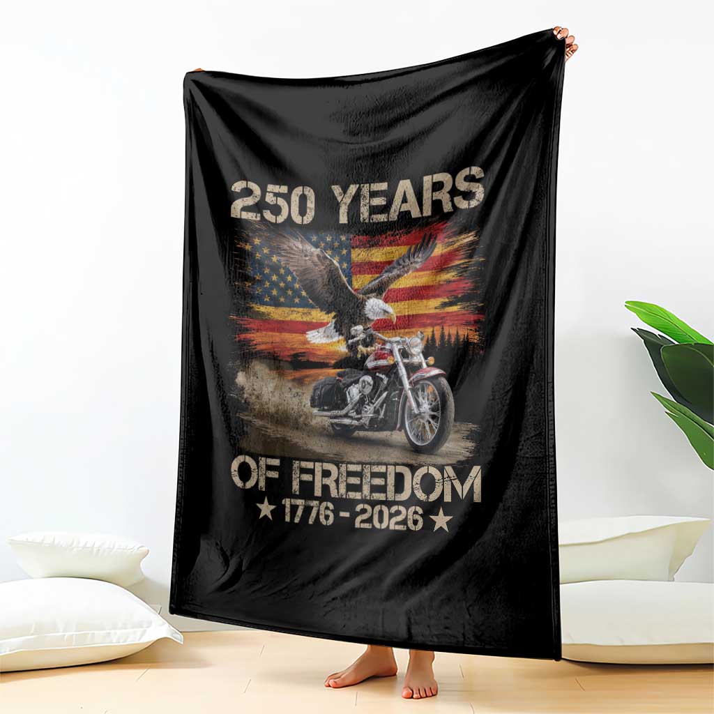 250 Years Of Freedom Patriotic Biker US Flag Motorcycle Lover Throw Blanket