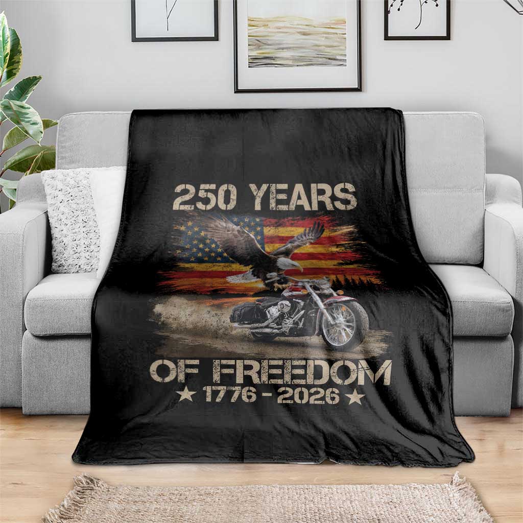 250 Years Of Freedom Patriotic Biker US Flag Motorcycle Lover Throw Blanket