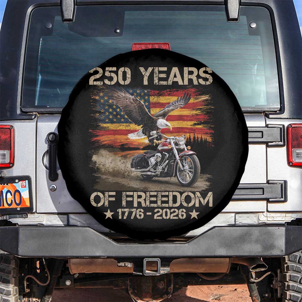 250 Years Of Freedom Patriotic Biker US Flag Motorcycle Lover Spare Tire Cover