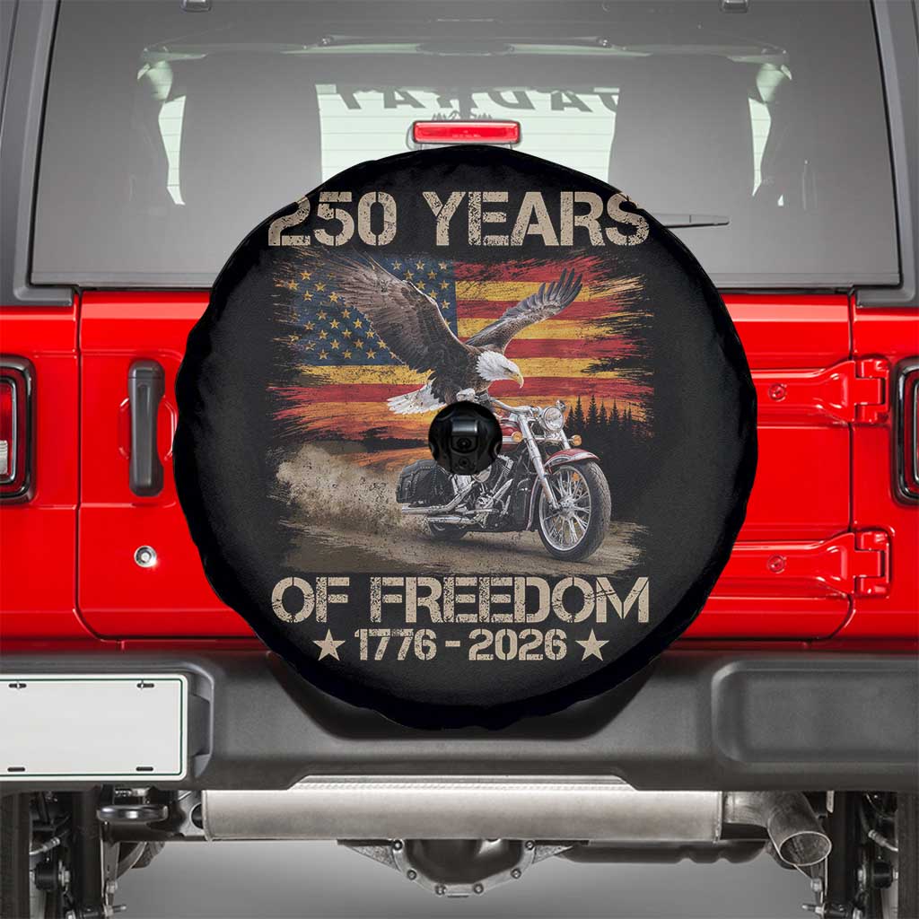 250 Years Of Freedom Patriotic Biker US Flag Motorcycle Lover Spare Tire Cover