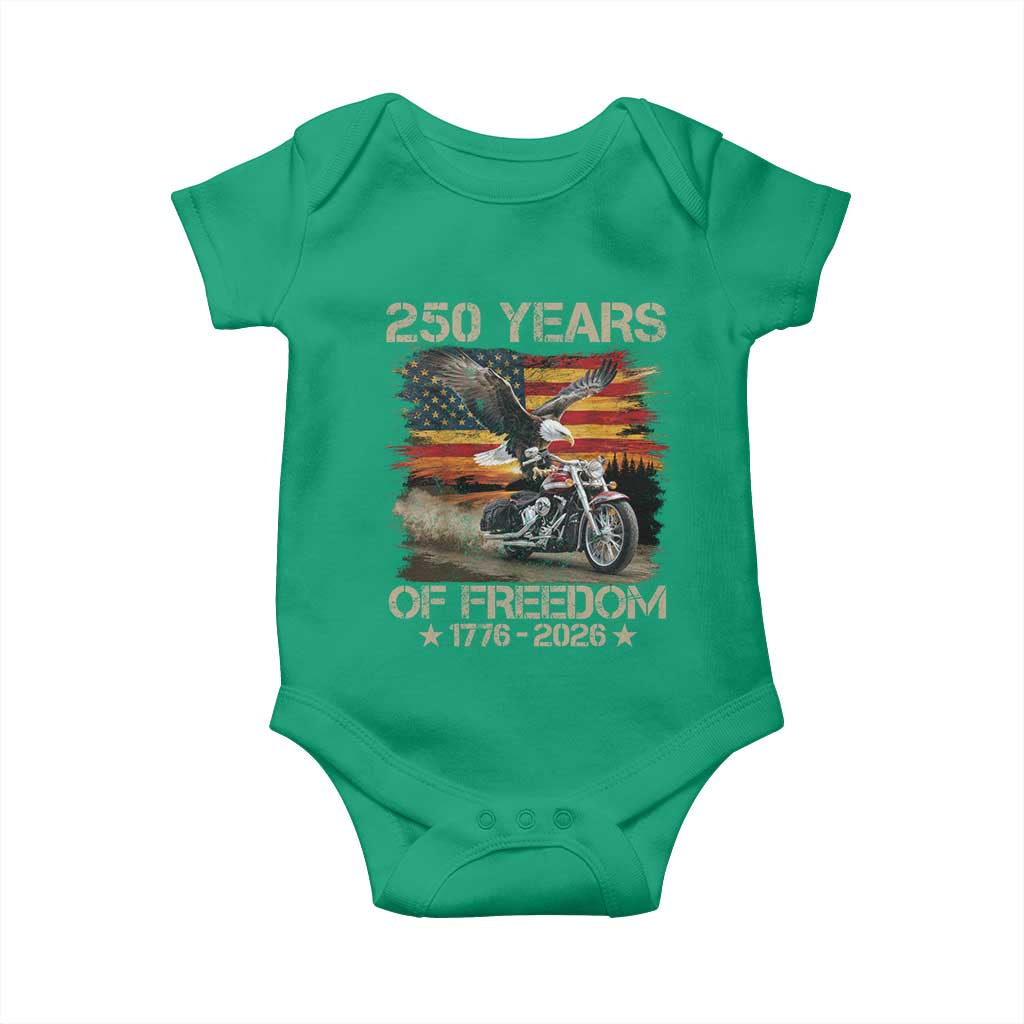 250 Years Of Freedom Patriotic Biker US Flag Motorcycle Lover Baby Onesie