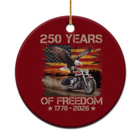 250 Years Of Freedom Patriotic Biker US Flag Motorcycle Lover Ceramic Ornament