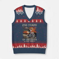 250 Years Of Freedom Patriotic Biker US Flag Motorcycle Lover V-Neck Knit Sweater Vest