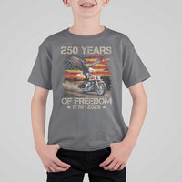 250 Years Of Freedom Patriotic Biker US Flag Motorcycle Lover T Shirt For Kid