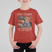 250 Years Of Freedom Patriotic Biker US Flag Motorcycle Lover T Shirt For Kid