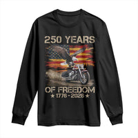 250 Years Of Freedom Patriotic Biker US Flag Motorcycle Lover Long Sleeve Shirt