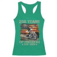 250 Years Of Freedom Patriotic Biker US Flag Motorcycle Lover Racerback Tank Top