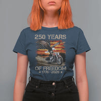 250 Years Of Freedom Patriotic Biker US Flag Motorcycle Lover T Shirt For Women