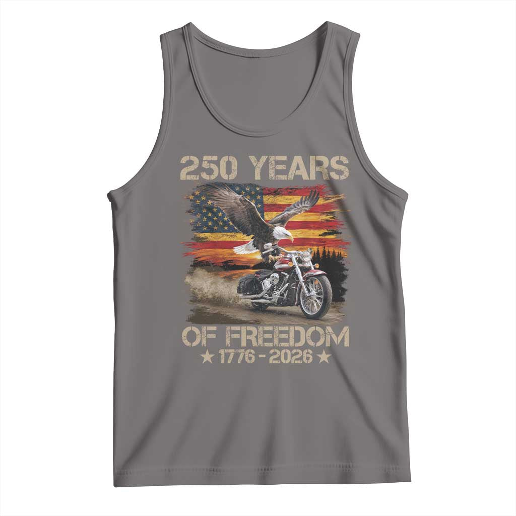 250 Years Of Freedom Patriotic Biker US Flag Motorcycle Lover Tank Top