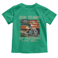 250 Years Of Freedom Patriotic Biker US Flag Motorcycle Lover Toddler T Shirt