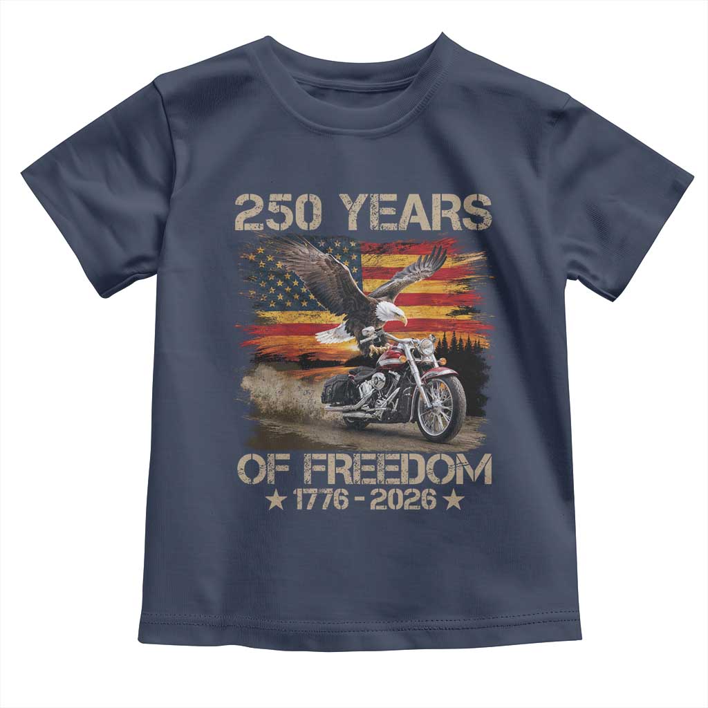 250 Years Of Freedom Patriotic Biker US Flag Motorcycle Lover Toddler T Shirt