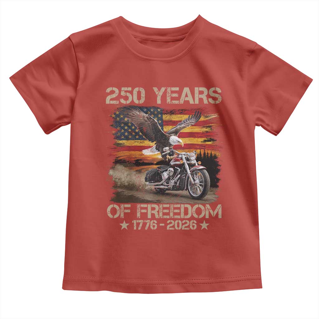250 Years Of Freedom Patriotic Biker US Flag Motorcycle Lover Toddler T Shirt