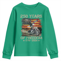 250 Years Of Freedom Patriotic Biker US Flag Motorcycle Lover Youth Sweatshirt