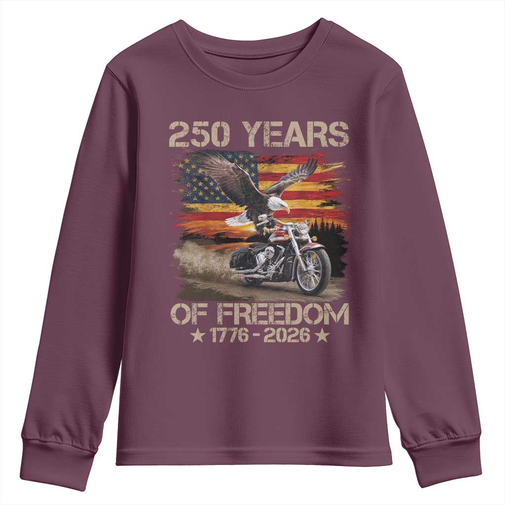 250 Years Of Freedom Patriotic Biker US Flag Motorcycle Lover Youth Sweatshirt