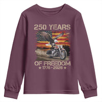250 Years Of Freedom Patriotic Biker US Flag Motorcycle Lover Youth Sweatshirt
