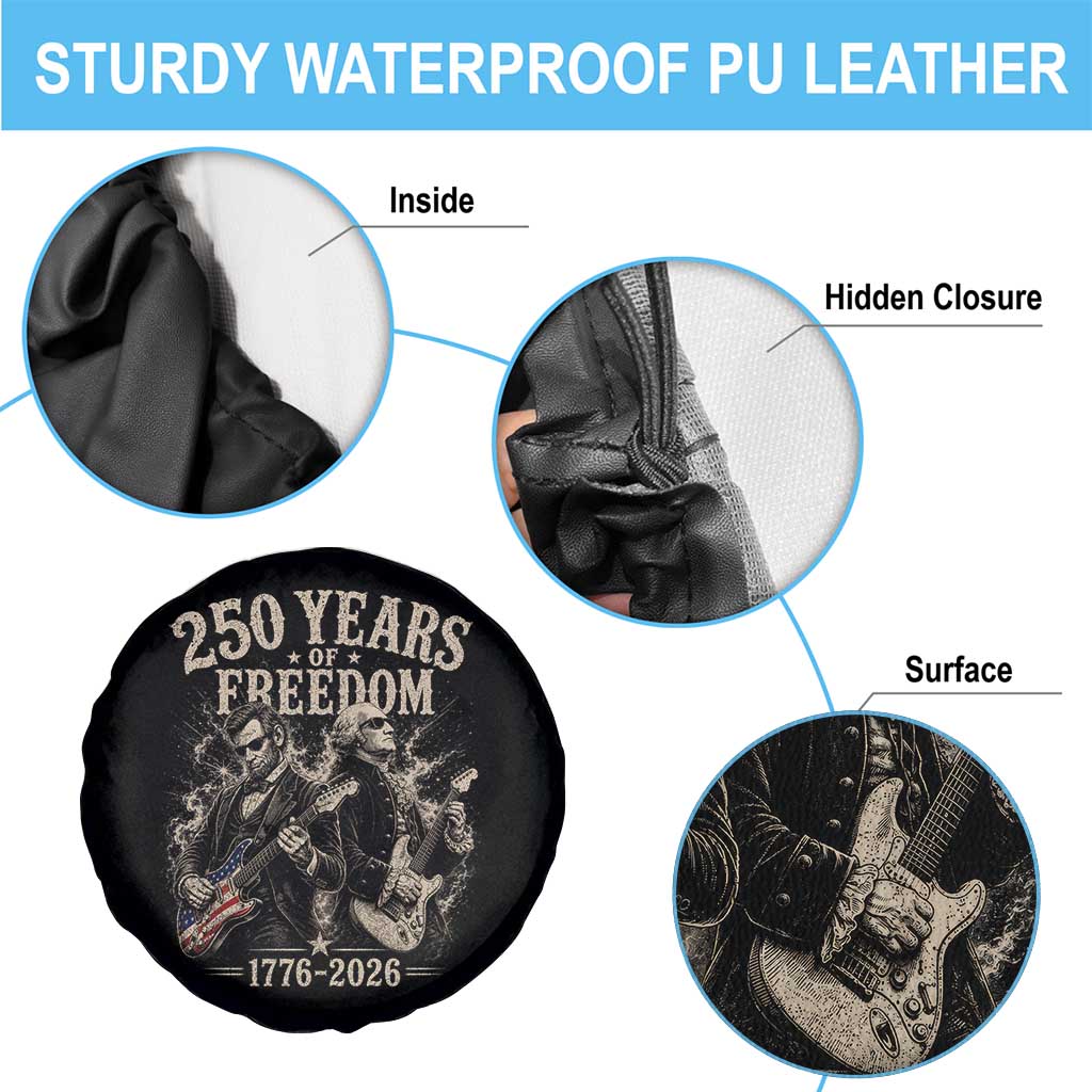 George Washington Lincoln Playing Guitar USA 250th Anniversary Spare Tire Cover 250 Years Of Freedom 1776 2026