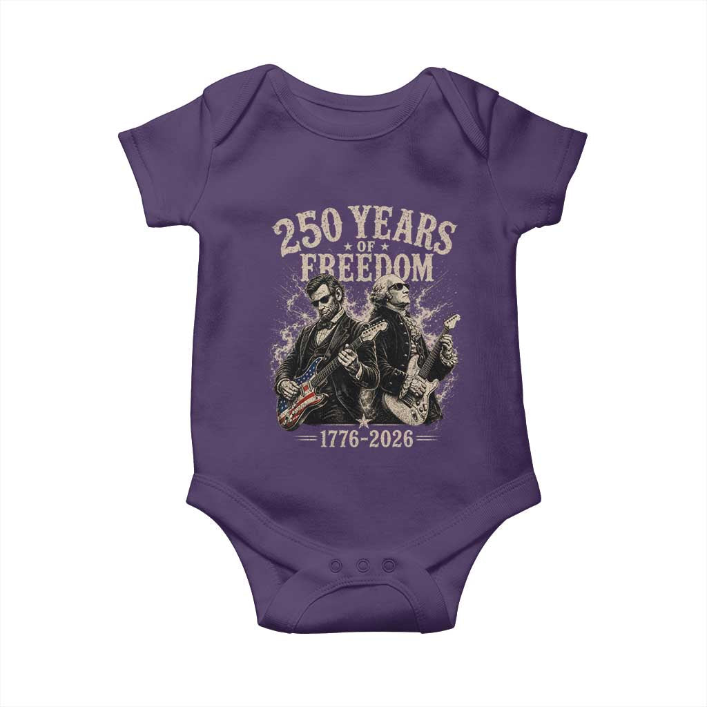 George Washington Lincoln Playing Guitar USA 250th Anniversary Baby Onesie 250 Years Of Freedom 1776 2026