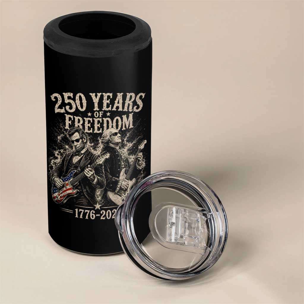 George Washington Lincoln Playing Guitar USA 250th Anniversary 4 in 1 Can Cooler Tumbler 250 Years Of Freedom 1776 2026