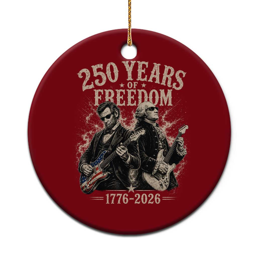 George Washington Lincoln Playing Guitar USA 250th Anniversary Ceramic Ornament 250 Years Of Freedom 1776 2026
